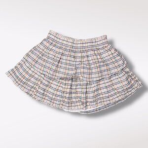 Aerie Plaid Tiered Mini Skirt Multicolor Cotton Modal Blend Size Small